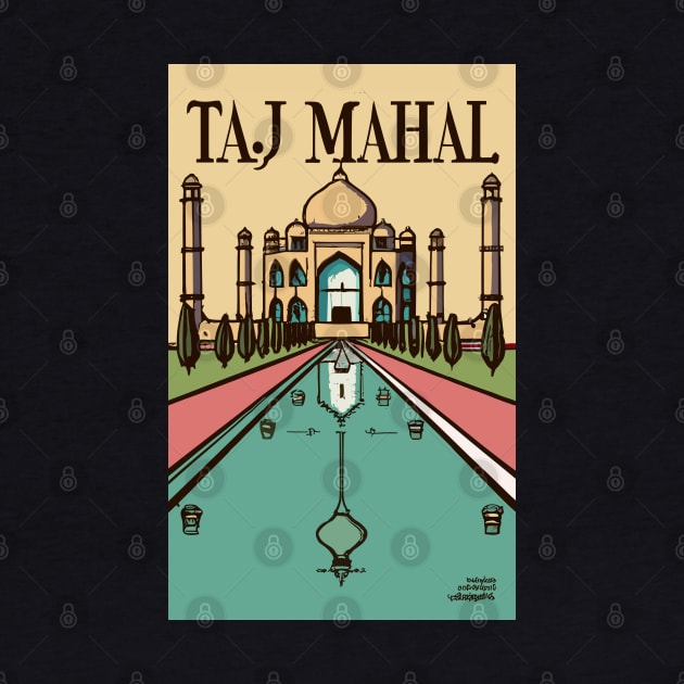 A Vintage Travel Art of the Taj Mahal in Agra - India by goodoldvintage